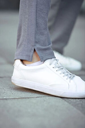 Erkek Paça Yırtmaçlı Burgu selanik dokulu Jogger Buggy Pantalon Rahat kalıp - Gri