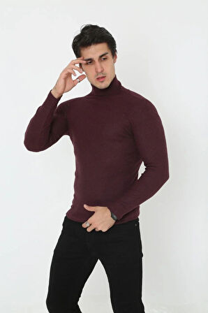 Erkek Tam Boğazlı Fitilli Likrali Koşkorse Badi - Bordo