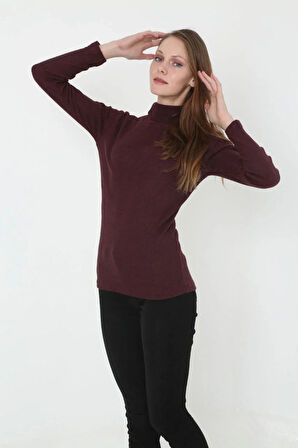 Kadın Tam Boğazlı Fitilli Likrali Koşkorse Badi - Bordo