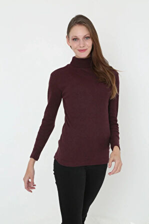 Kadın Tam Boğazlı Fitilli Likrali Koşkorse Badi - Bordo