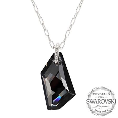 Monemel Siyah Swarovski Taşlı Kolye