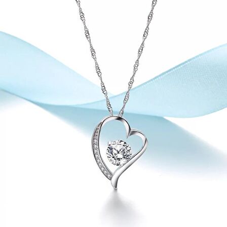 Monemel Swarovski Taşlı Kalpli Kolye (Altın Kaplama)