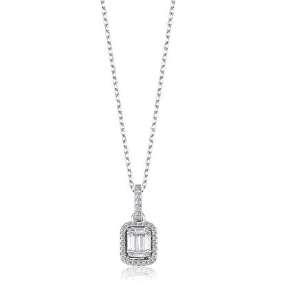 Monemel Swarovski Taşlı Baget Kolye (Altın Kaplama)