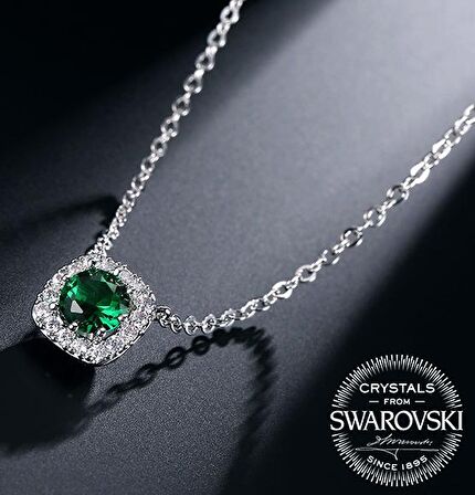 Monemel Yeşil Swarovski Taşlı Kolye 