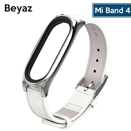 Mijobs Xiaomi Uyumlu Mi Band 5-4 Pu Deri Kayış Kordon-(5775)