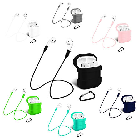 Airpods İçin Renkli Strap Kulaklık Askısı Darbe Emici Silikon Kılıf-(5775)