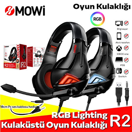 XMOWi R2 Gaming Mikrofonlu RGB Oyuncu Kulaklılığı Gurultu Engelleyici Kulaklik-(