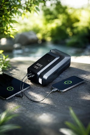 Laiser 18.000 mAh Akım Korumalı Akü Takviye Cihazı, Lastik Şişirme Pompası, Powerbank Özellikli LED Işıklı Kompresör