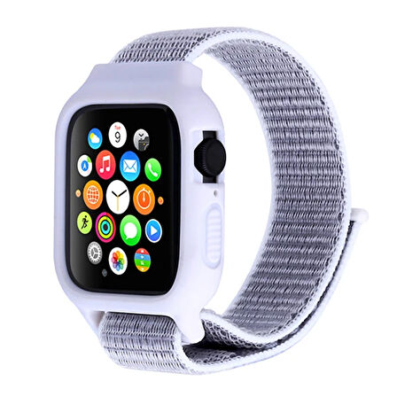 Ally Apple Uyumlu Watch 6-SE-5-4 44mm / 3-2-1 42mm Kayış Kordon Kılıf Silikon-(5775)