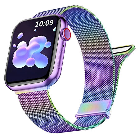 Ally Apple Watch 7-8 45mm 6-5-4 44mm Kayış Kordon Metal Milano Loop 3-2-1 42mm-(57