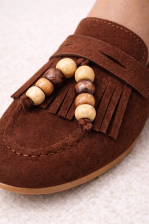 Süet Loafer Babet Boncuk Detaylı – Rahat Hafif Günlük Ayakkabı