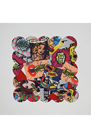 Pop Art Kadın Desenli Dijital Baskılı Lazer Kesim Kokteyl Peçetesi