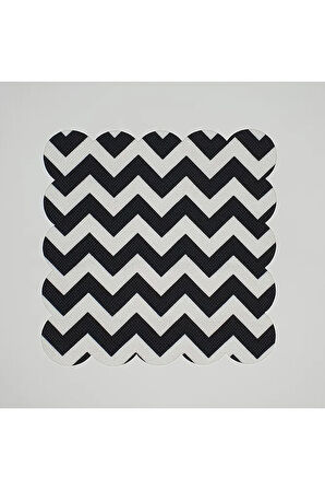 Siyah Zigzag  Desenli Dijital Baskılı Lazer Kesim Kokteyl Peçetesi