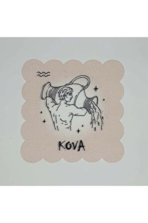 Kova Burcu Desenli Dijital Baskılı Lazer Kesimli Kokteyl Peçetesi