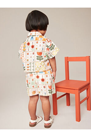 Next Baby % 100 Pamuklu Multi Patchwork Gömlek Şort Alt Üst Takım
