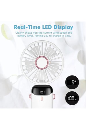 N15 Şarjlı El Fanı Dijital Göstergeli Parfümlü Serinletici Vantilatör 5 Kademe Hız Ayarlı Mini Klima Fan Boyunluk Askı İpli Katlanabilir Elde Masaüstü Boyun Askılı Kullanım Telefon Standı