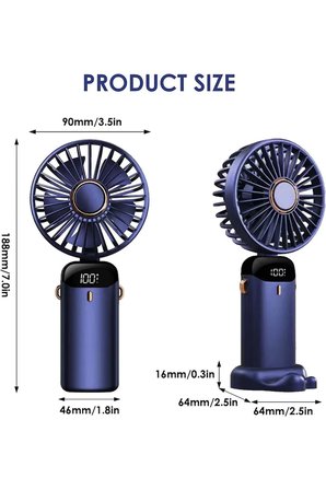 N15 Şarjlı El Fanı Dijital Göstergeli Parfümlü Serinletici Vantilatör 5 Kademe Hız Ayarlı Mini Klima Fan Boyunluk Askı İpli Katlanabilir Elde Masaüstü Boyun Askılı Kullanım Telefon Standı