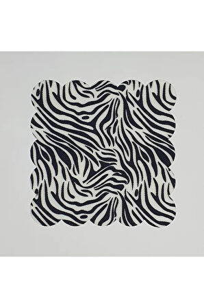 Zebra Çizgili Dijital Baskılı Kumaş Kokteyl Peçetesi Lazer Kesimli