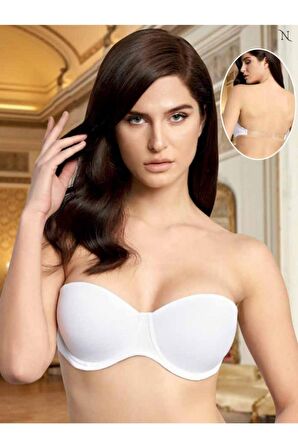 Tek Sırt Şeffaf Askılı Push-up Içi Dolu Straplez Sütyen 1505