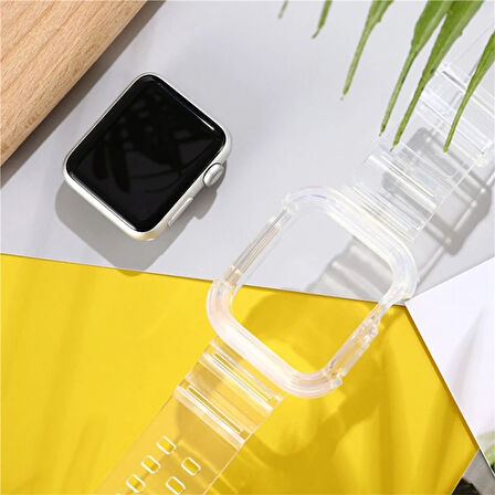 ALLY Apple Watch 6-SE-5-4 44mm / 3-2-1 42mm Kayış Kordon Kılıf Silikon-(5775)