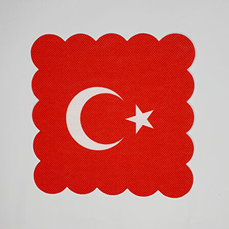 Türk Bayrağı Dijital Baskılı Lazer Kesim Kokteyl Peçetesi