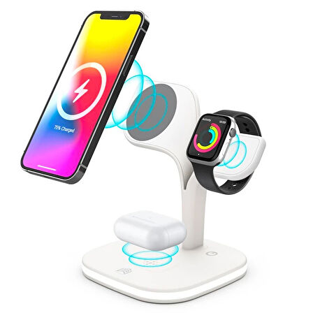 Ally 5in1 iPhone 15-14-13-12 Apple Watch Tutucu Kablosuz Şarj İstasyonu Hızlı Ş