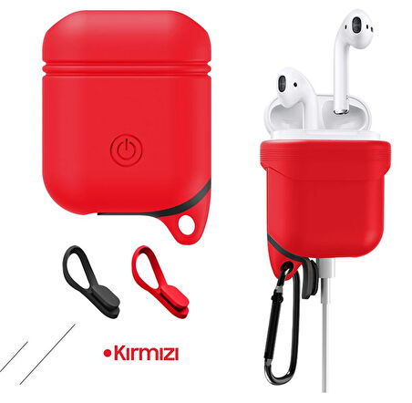 Ally Apple Uyumlu Airpods İçin Premium Silikon Kılıf Anahtarlıklı-(5775)