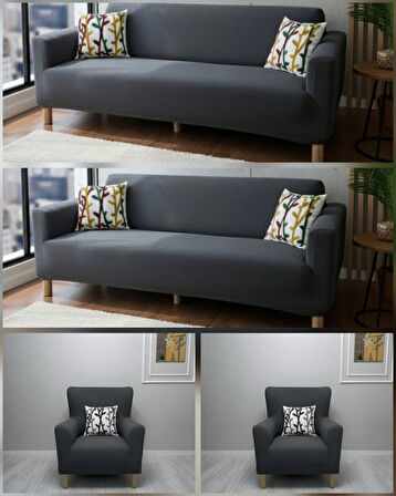 NeseliHome Bohem Jagarlı Kumaş Tüm Giydirme Koltuk Örtüsü 3-3-1-1