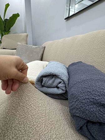 NeseliHome Bohem Jagarlı Kumaş Tüm Giydirme Koltuk Örtüsü 3-3-1-1