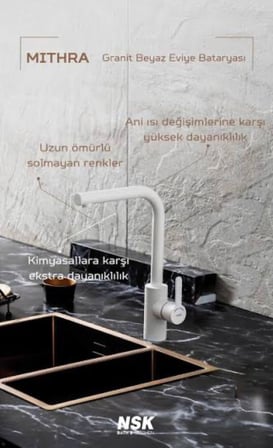 MITHRA ÖZEL MUTFAK EVIYE BATARYASI GRANIT BEYAZ