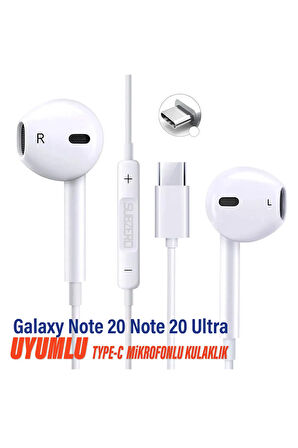 Samsung Note 20 Note 20 Ultra Uyumlu Type-C Mikrofonlu Kulaklık Beyaz