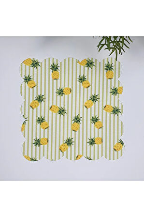 Çizgili Ananas Desenli Lazer Kesim Kumaş Kokteyl Peçetesi 1 Adet