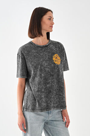 ALEXANDERGARDI Baskı Detaylı Antrasit Kadın T-shirt