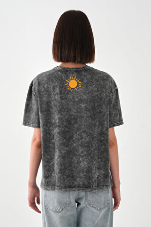 ALEXANDERGARDI Baskı Detaylı Antrasit Kadın T-shirt