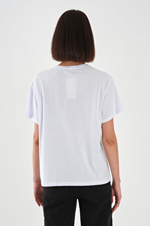 ALEXANDERGARDI Dokulu Çiçek Detaylı Baskılı Kadın T-shirt