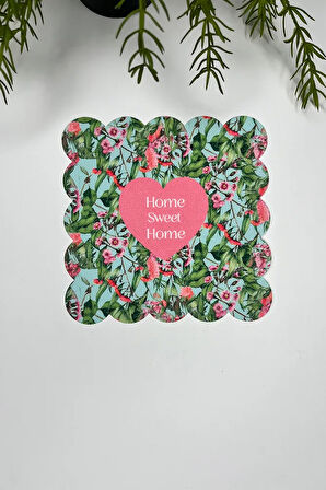 Home Sweet Home Yazılı Kalp ve Çiçek Desenli Lazer Kesim Kokteyl Peçetesi 1 Adet