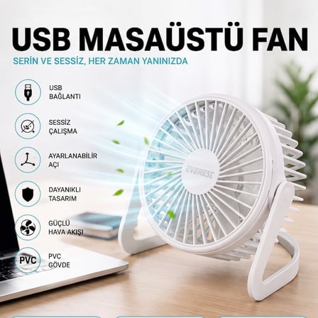 Kullanışlı Soğutucu Ofis Gereci Bilgisayar Fanı Portatif Masaüstü Mini USB Fan 360° Ayarlanabilir