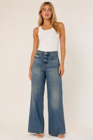 Wide Leg Denim Pantolon