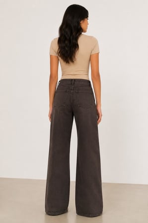 Wide Leg Denim Pantolon