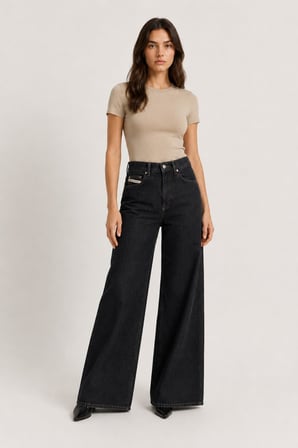 Wide Leg Denim Pantolon
