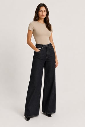 Wide Leg Denim Pantolon