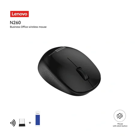 N260 Sessiz Kablosuz Mouse Siyah ( Usb Alıcılı ) Pil Dahil