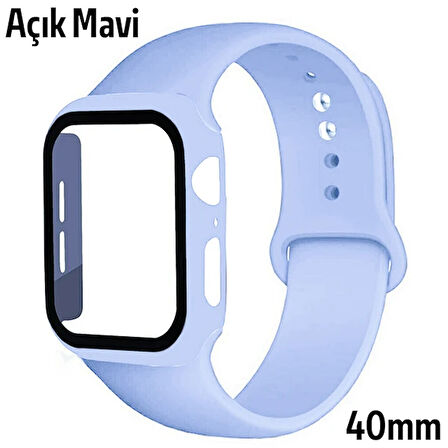 Ally Apple Uyumlu Watch 4-5-6 40mm Silikon Kordon Kayış ve Ekran Koruyucu Kılıf-(5775)
