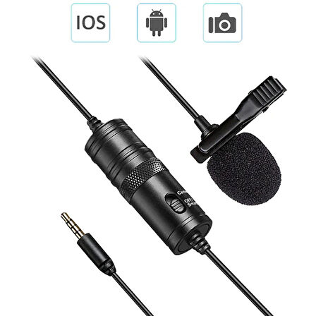 ALLY 3.5MM Universal Lavalier Kablolu Yaka Mikrofonu 6 Metre-(5775)