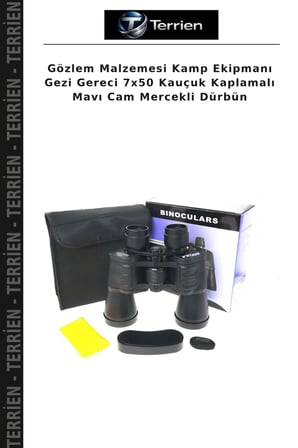 Gözlem Malzemesi Kamp Ekipmanı Gezi Gereci 7x50 Kauçuk Kaplamalı Mavı Cam Mercekli Dürbün