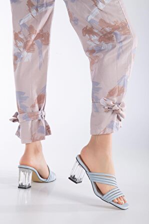 Luca Kadın Şeffaf Ökçe Topuklu Terlik Bebe Mavisi