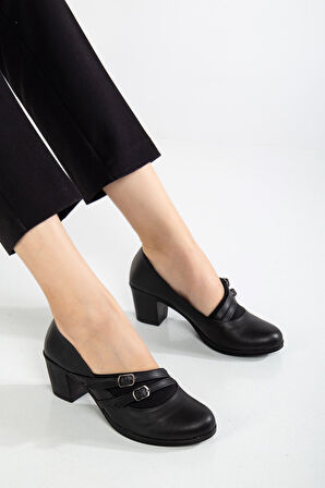 Lodi Kadın Siyah Cilt Topuklu Ayakkabı