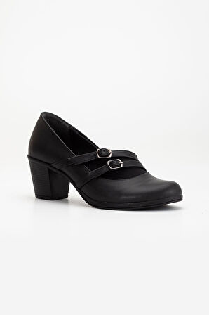 Lodi Kadın Siyah Cilt Topuklu Ayakkabı