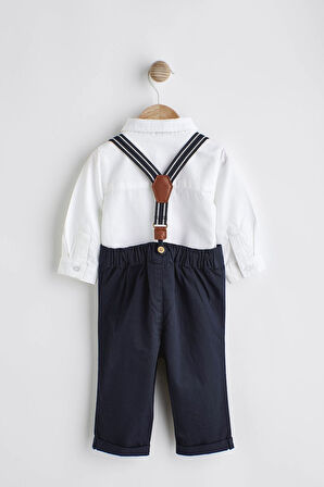 Next Baby % 100 Pamuklu Lacivert Smart Gömlek Papyon Askı Pantolon Set
