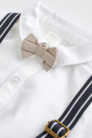 Next Baby % 100 Pamuklu Lacivert Smart Gömlek Papyon Askı Pantolon Set